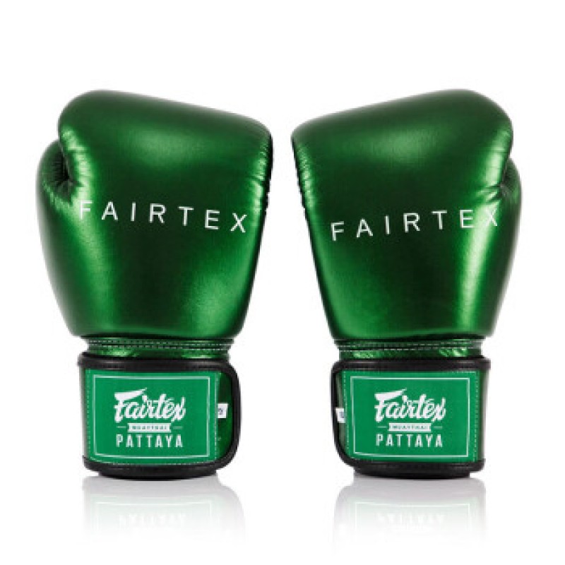 Fairtex 태국 권투 장갑 한정판 복싱 훈련 산다 성인 글로브 BGV22 그린 10oz