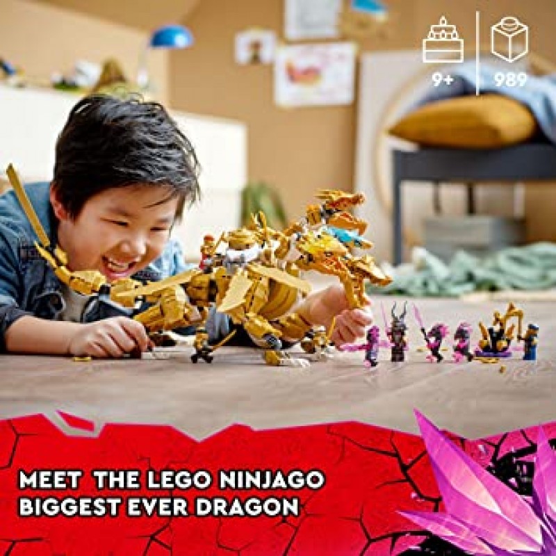 레고 71774 닌자고 로이드의 황금 울트라 드래곤 장난감, 머리가 4개인 대형 피규어 블레이드 윙과 미니피겨 9개, 어린이용 액션 장난감