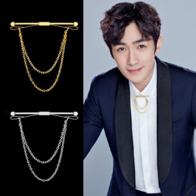 IFSONG 메이 송 칼라 클립 남성 비즈니스 정장 하이 엔드 체인 셔츠 칼라 버클 액세서리 목선 장식 성격 황금 핀 골드