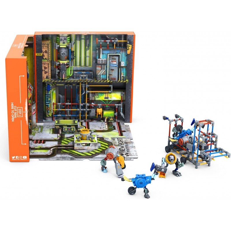 육각형 정크봇 대형 공장 서식지 어린이용 장난감 - 5세 이상을 위한 285개 이상의 조립 액션 피규어