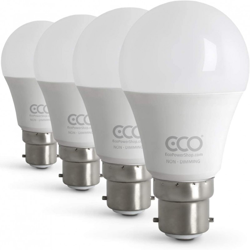 ECO 40W 2 핀 총검 B22 에너지 절약 LED 전구, 5W, 밝은 500루멘 (3000k) 4개입(1팩)