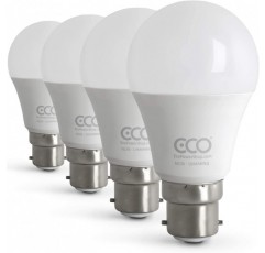 ECO 40W 2 핀 총검 B22 에너지 절약 LED 전구, 5W, 밝은 500루멘 (3000k) 4개입(1팩)