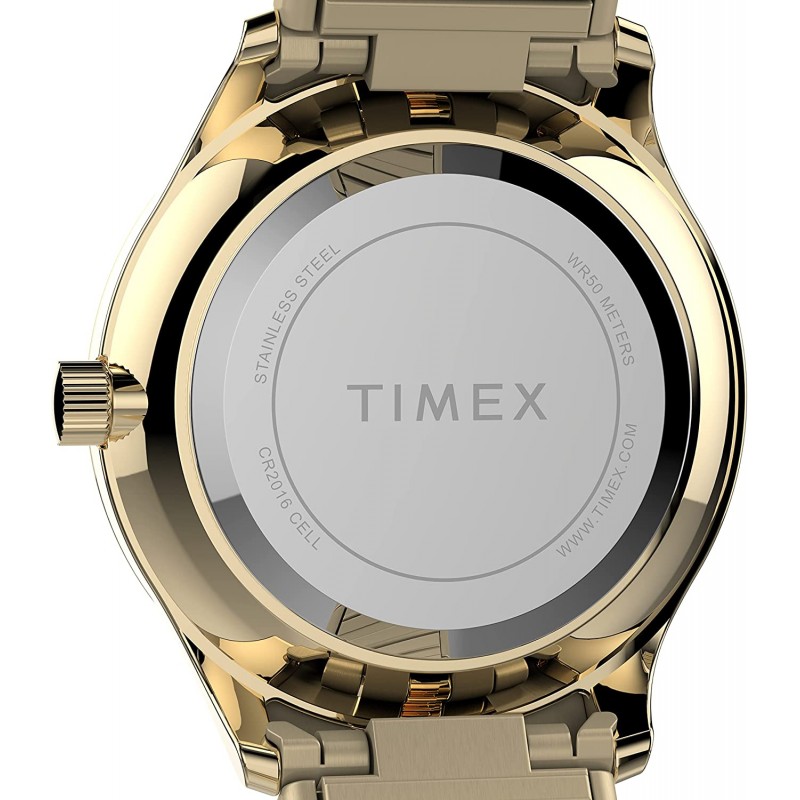 Timex 여성용 모던 이지 리더 32mm 시계 – 확장 밴드가 있는 골드 톤 케이스 화이트 다이얼