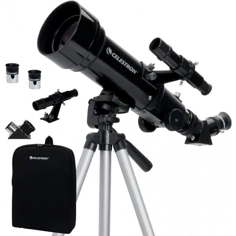 Celestron 21035 여행용 스코프 70 배낭 포함 휴대용 굴절 망원경 키트, 블랙, 70mm