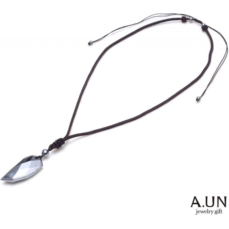 A.UN jewelry gift 테라헤르츠 목걸이 늑대의 송곳니 펜던트 초커 파워 스톤 천연석 사이즈 조절 가능 끈
