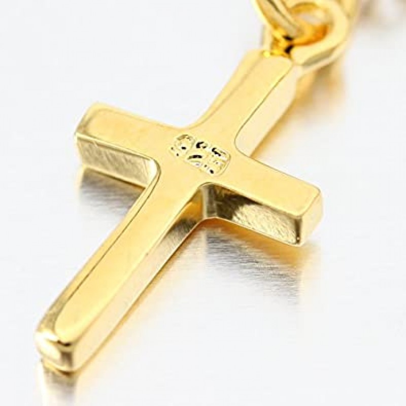 24K 골드 코팅 목걸이 크로스 크로스 실버 925 크로스 골드 모티브 체인 초커 남성