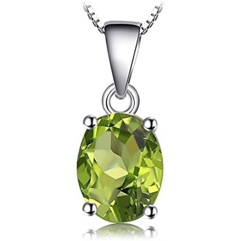 JewelryPalace 천연석 탄생석 8월 페리도트 목걸이 펜던트 스털링 실버 925 체인 45cm