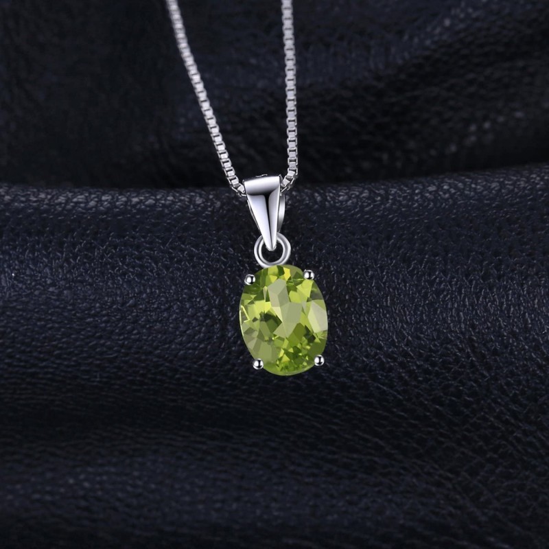 JewelryPalace 천연석 탄생석 8월 페리도트 목걸이 펜던트 스털링 실버 925 체인 45cm