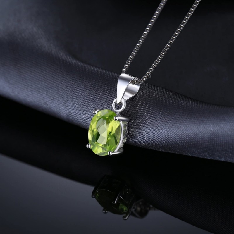 JewelryPalace 천연석 탄생석 8월 페리도트 목걸이 펜던트 스털링 실버 925 체인 45cm