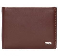 DiLoro 지갑 남성용 Bifold RFID 가죽 지갑 Flip ID Coin Compartment (Hickory Brown)