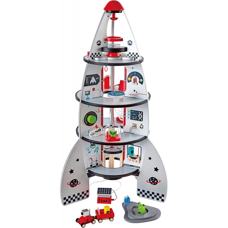 Hape 4단 로켓 선박 | 실제 우주 왕복선 디자인, 20개의 로켓 우주 센터 나무 우주선 장난감