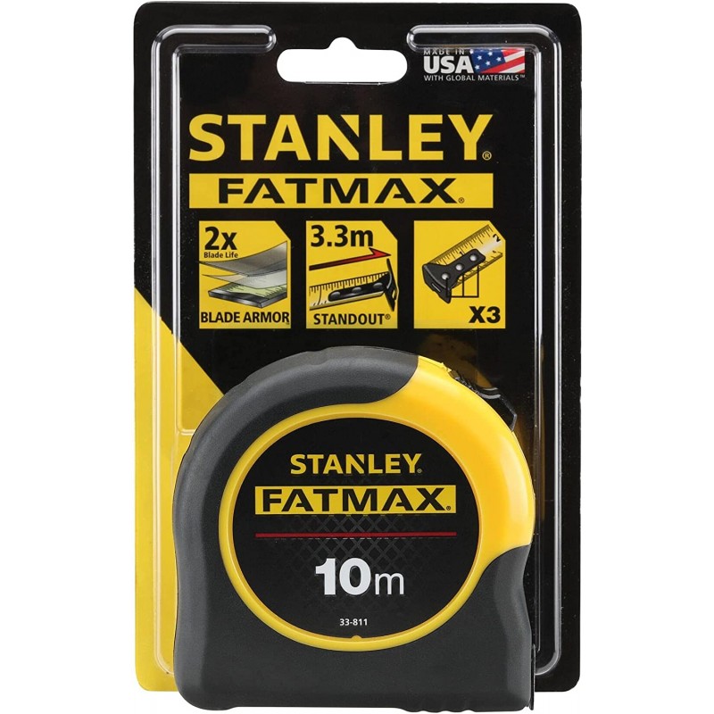 STANLEY 0-33-811 블레이드 아머가 있는 FATMAX 클래식 테이프, 10m 미터법 전용