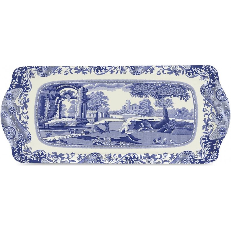 Portmeirion Home & Gifts 2019418337 - 이탈리안 샌드위치 트레이 블루 & 화이트, 38.5 x 16.5cm