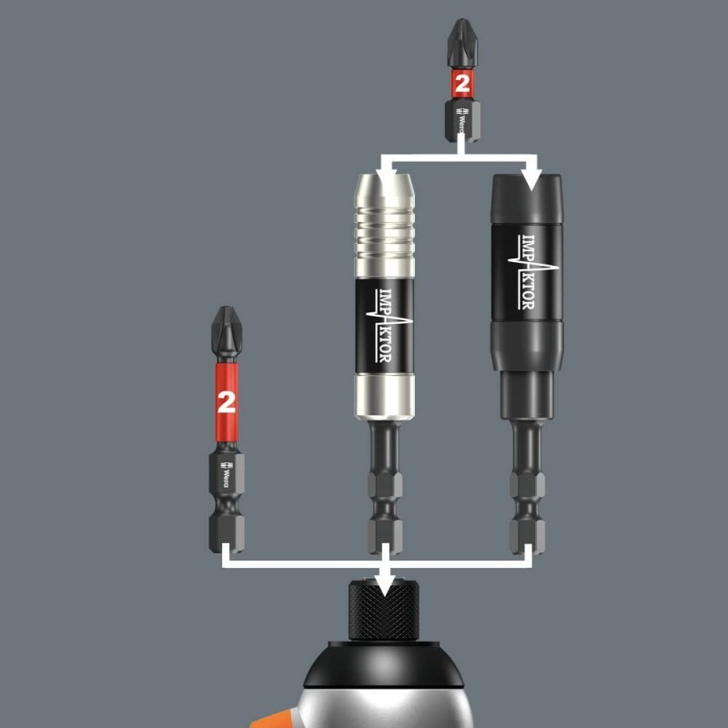 WERA 05057675001 임팩트 홀더 897 및 4 임프 고정 링 - 1 및 4 x 75MM 멀티