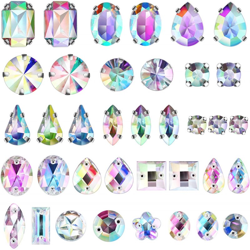 320조각 다이아몬드 | 바느질 아크릴 라인 석 은색 갈고리 믹스 모양의 혼합 크기 DIY 공예품