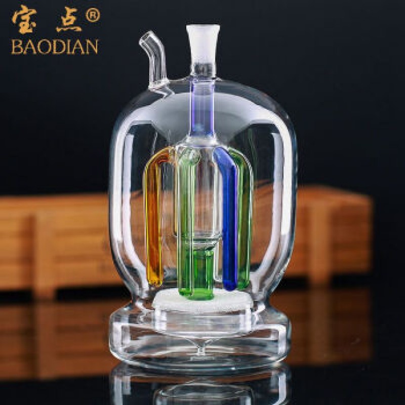 Baodian 유리 물담뱃대 음소거 유리 파이프 액세서리 색상랜덤