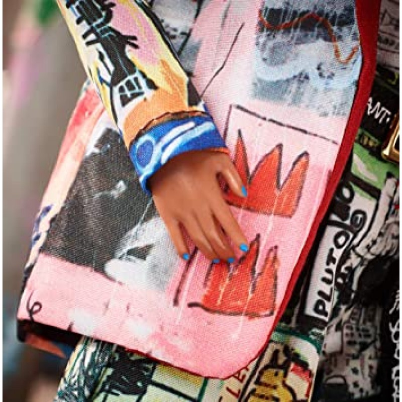 바비 콜렉터 장 미셸 바스키아 X 인형 머리띠와 왕관, 예술 영감을 얻은 양복과 액세서리