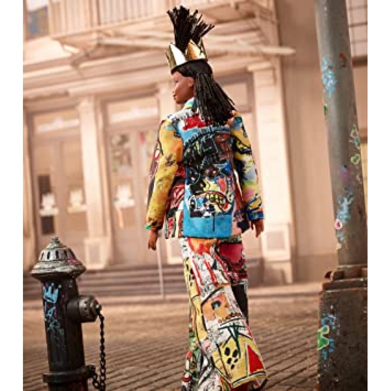 바비 콜렉터 장 미셸 바스키아 X 인형 머리띠와 왕관, 예술 영감을 얻은 양복과 액세서리