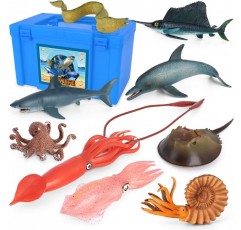 Volnau 바다 생물 장난감 9PCS 태평양 동물 인형 세트 상어 장난감 유아 어린이