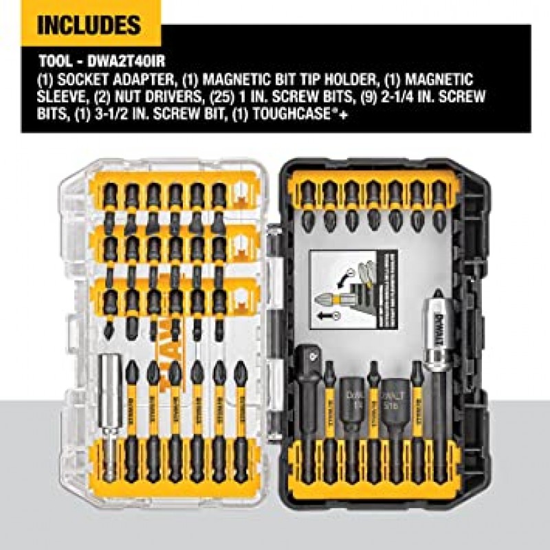 DEWALT DWA2T40IR IMPACT READY FlexTorq Screw Driving Set, 40-Piece