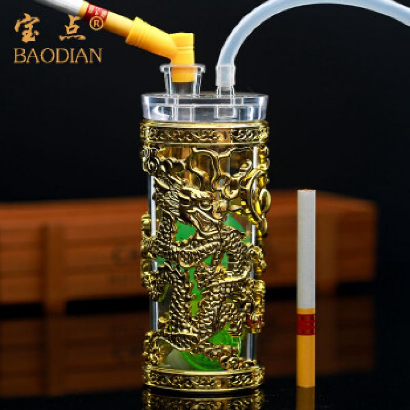 Baodian 드래곤 더블 필터 물 담뱃대 이중 목적 물 담뱃대 필터 담배 홀더 색상랜덤