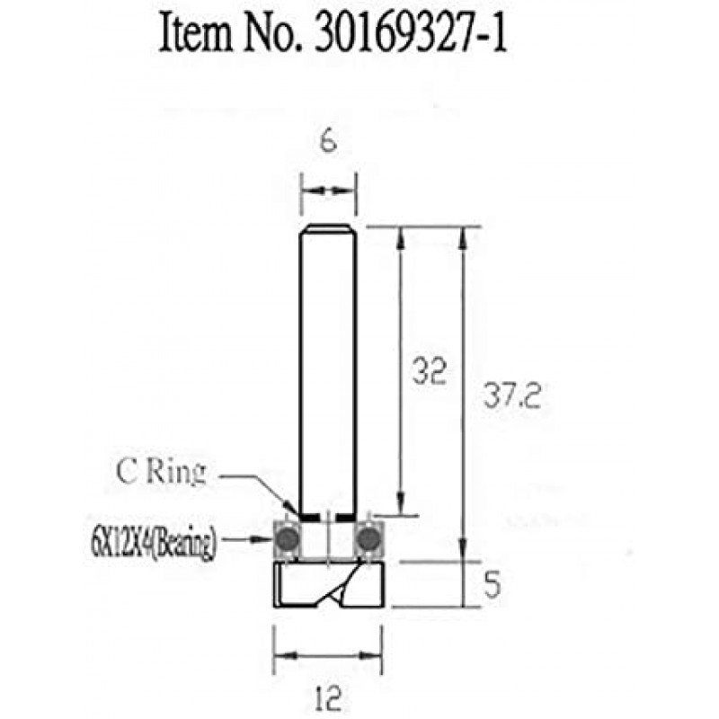 STAX TOOLS 톱 베어링 패턴 비트 12mm x 5mm 30169327-1