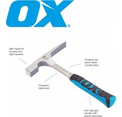 OX OX-P082424 프로 브릭 해머 24온스 - 그립 핸들이 있는 지질 해머