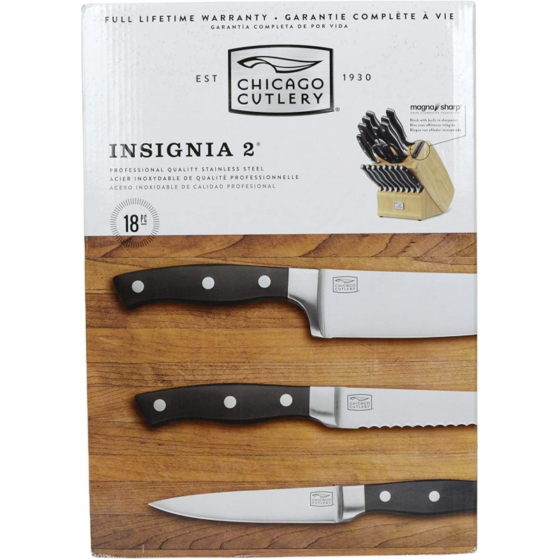 Chicago Cutlery Insignia2 인블록 나이프 샤프너가 포함된 18피스 나이프 블록 세트