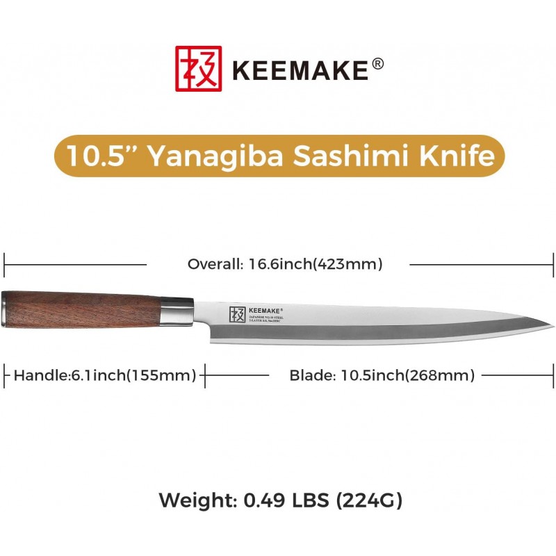 KEEMAKE 사시미 스시 나이프 일본 10.5인치 야나기바 나이프