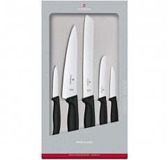 Victorinox Swiss Classic 주방 칼 세트, 5개 - 페어링 칼, 다용도 칼, 조각 칼 및 빵 칼