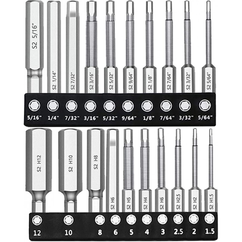 Bestgle 드라이버 비트 세트 6각 렌치 비트 6.35mm 육각축 6각 비트 임팩트 20개 세트