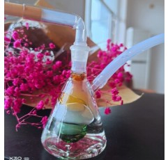Baodian 미니 삼각형 조롱박 이중 필터 물 담뱃대 유리 물파이프 풀세트 색상랜덤