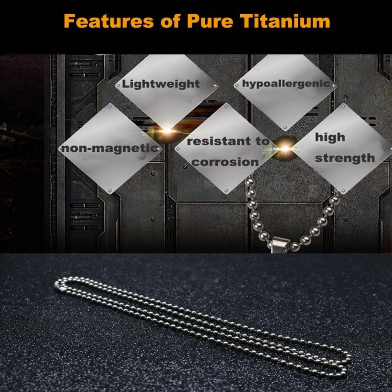 TI-EDC 순수 티타늄 비드 볼 체인 목걸이(2.4mm 구슬-30in 길이)