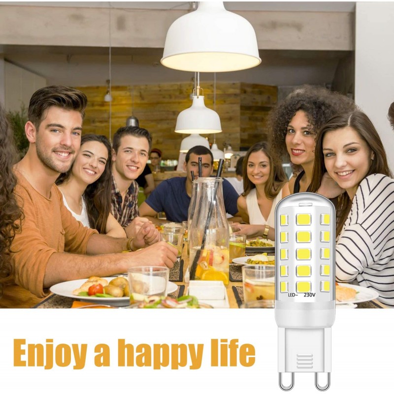 G9 LED 전구 3W 28W 30W 40W 할로겐 Led 쿨 화이트 6000K, 깜박임, 조광 없음 400LM, AC 220-240V, 10팩