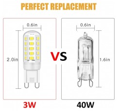 G9 LED 전구 3W 28W 30W 40W 할로겐 Led 쿨 화이트 6000K, 깜박임, 조광 없음 400LM, AC 220-240V, 10팩