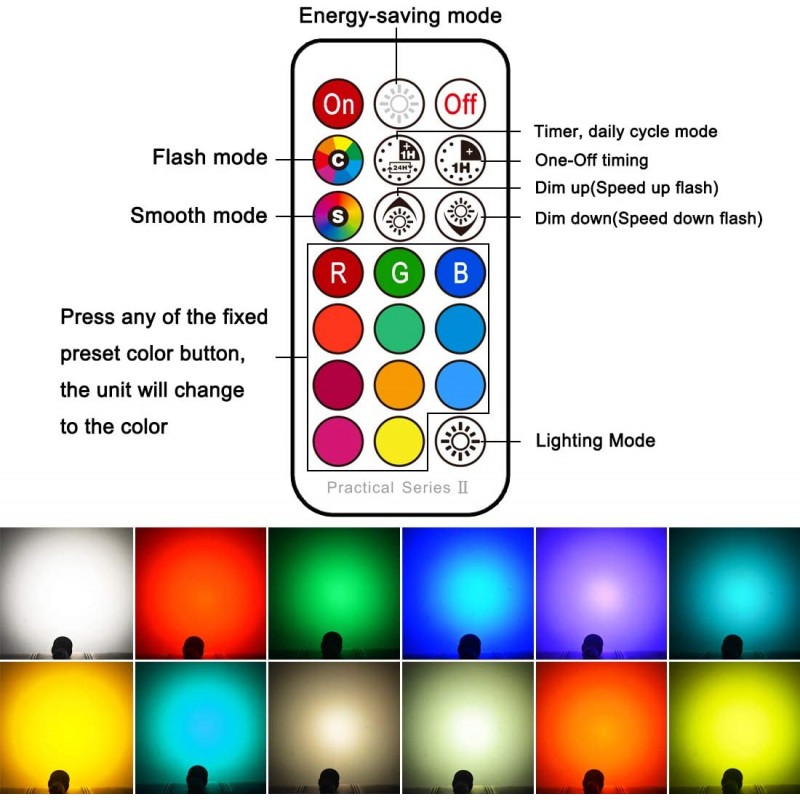 Mobri GU10 LED 전구 5W 색상 변경 스포트라이트 전구 - 원격 제어 조광 가능 75와트 등가 타이밍 RGB+