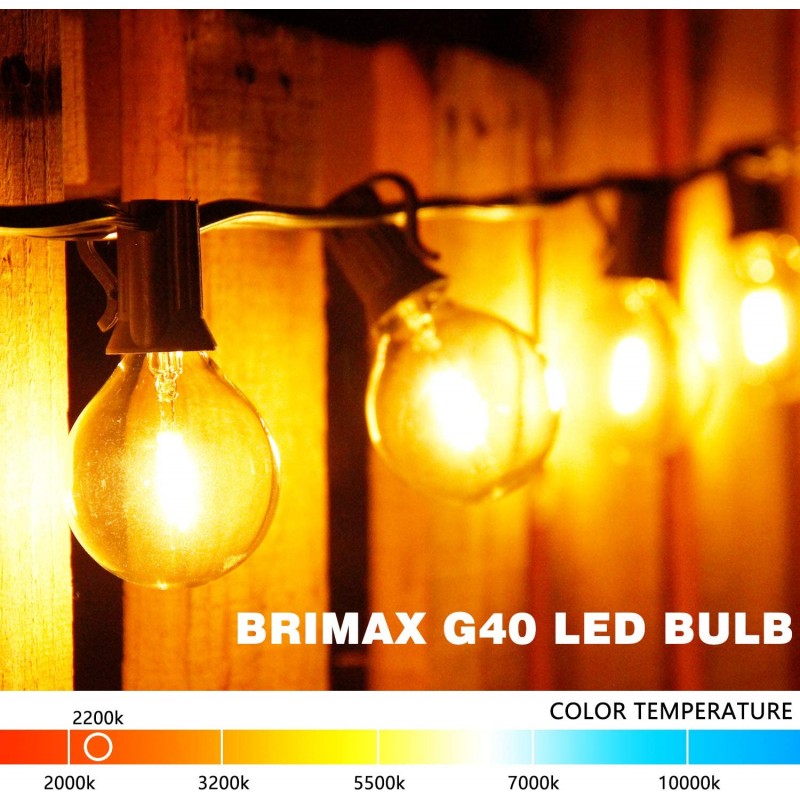 BRIMAX LED E12 에디슨 나사 G40 전구 스트링 1W 웜화이트 교체 유리 전구 AC220-240V 실내옥외용 6팩