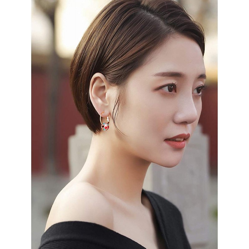 K.L.Y 피어싱 레이디스 후프 화분 오스트리아 크리스탈 미러볼 귀걸이 18금 RGP 3색 전개 (핑크 골드/컬러)