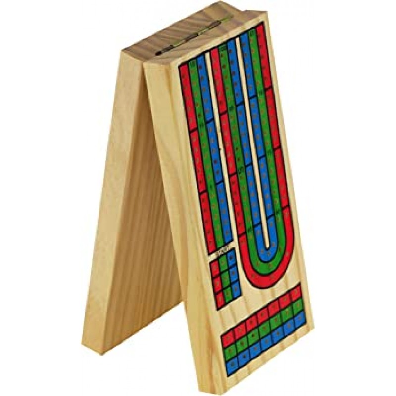 전통적인 Cribbage 나무 보드 게임 접는 가족 게임 3트랙, 9가지 색상 페그 카드 게임