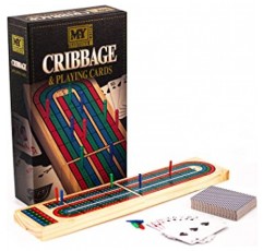 전통적인 Cribbage 나무 보드 게임 접는 가족 게임 3트랙, 9가지 색상 페그 카드 게임