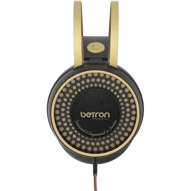 Betron Retro 헤드폰, 자동 조절 헤드밴드가 있는 유선 헤드폰, 3.5mm 잭