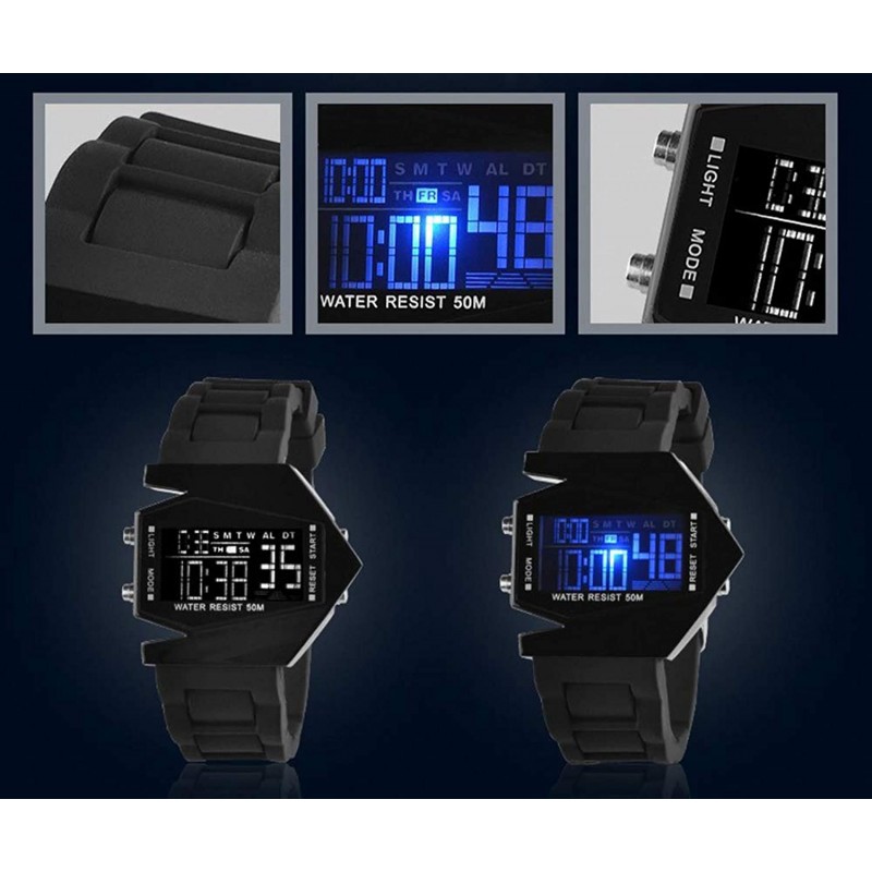 FANMIS- 남여 우아한 평면 스타일 디지털 디스플레이 방수 야외 스포츠 실리콘 스트랩 LED 손목 시계