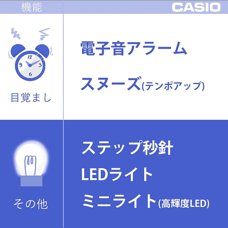 CASIO (카시오) 알람 시계 화이트 아날로그 여행 시계 LED 조명 포함 TQ-169-7JF
