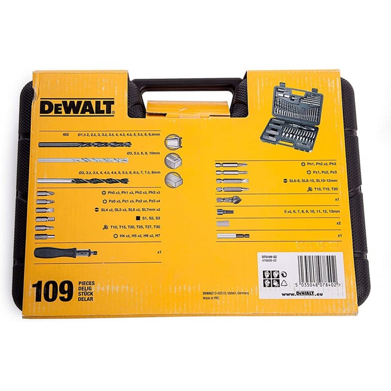 디월트 DeWalt DT0109 스크루드라이버 및 드릴비트 세트(109개)