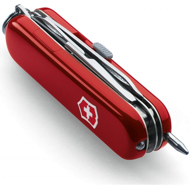 Victorinox Midnite Manager Swiss Army 포켓 나이프, 소형, 멀티 툴, 10가지 기능, 가위, LED 레드