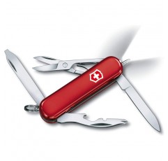 Victorinox Midnite Manager Swiss Army 포켓 나이프, 소형, 멀티 툴, 10가지 기능, 가위, LED 레드