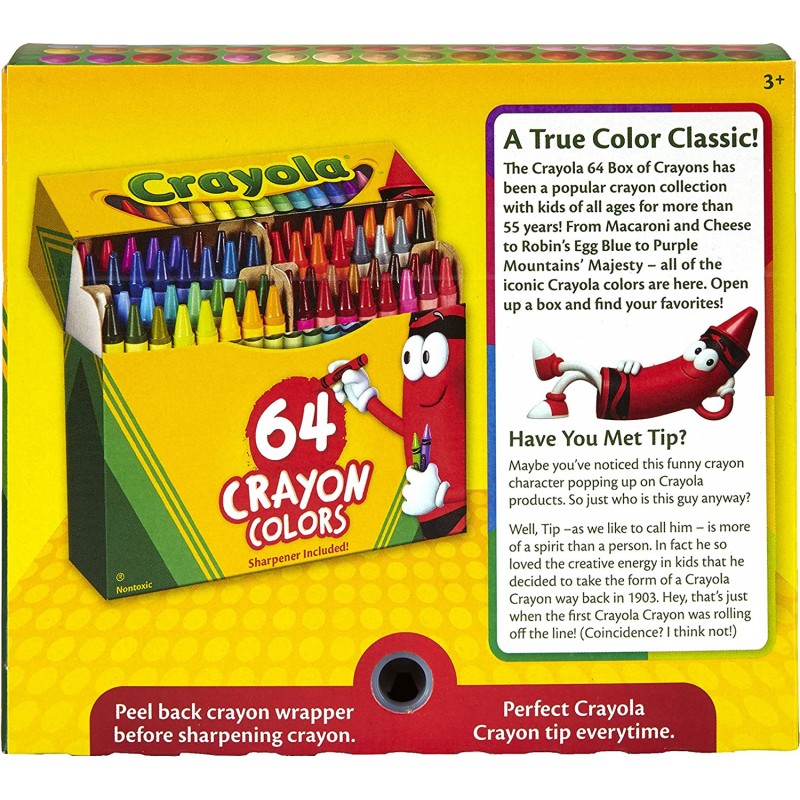 Crayola 크레용, 깎이가 있는 크레용 상자, 64 ct