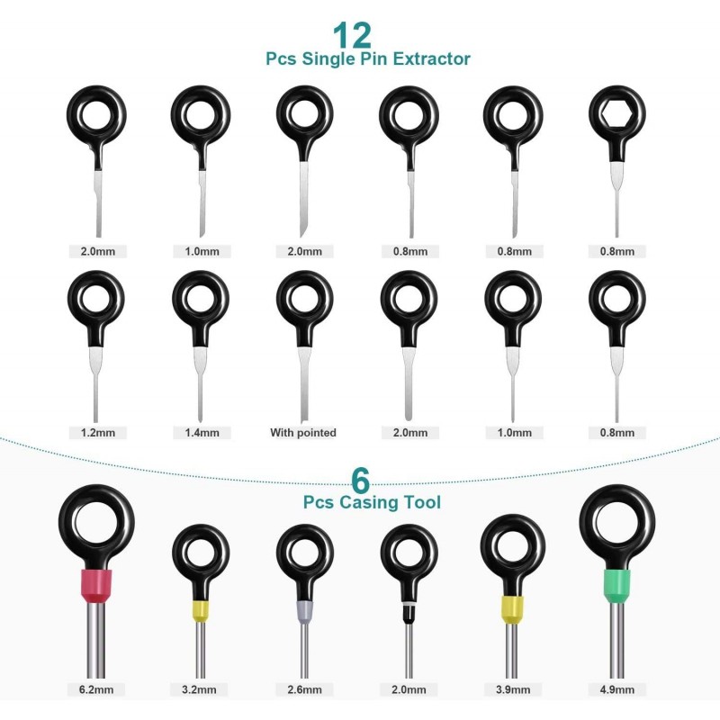 【39점 세트】 단자 제거 툴 커넥터 핀 빼기 커플러 커넥터 배선 단자 차 카 터미널 분리 핀 빼기