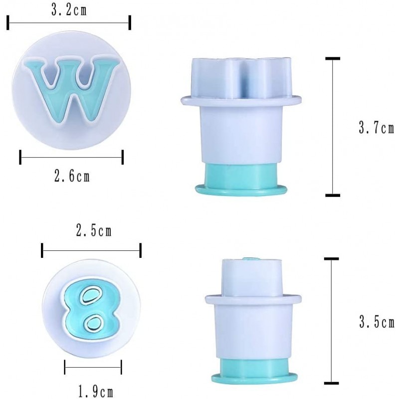 Nuoda Fondant 알파벳/문자 커터 및 숫자 세트, 케이크 비스킷 몰드, DIY 케이크 장식 도구 (숫자 및 문자 3세트)