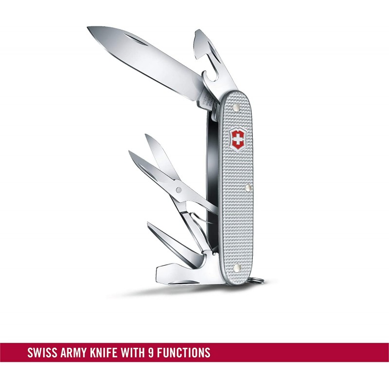 Victorinox 823126 Swiss Army 포켓 나이프, 미디엄, 멀티 툴, 9가지 기능, 실버